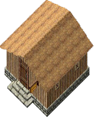 Small thatched-roof cottage